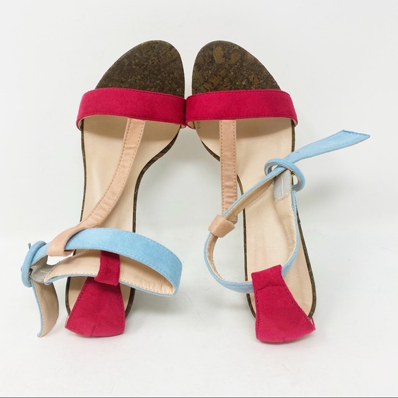 Faux Suede Multicolor Slip On Buckle Sandal Size 6 - Picture 4 of 6